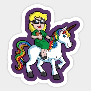 School Teacher Riding Unicorn Magical Back To School Sticker